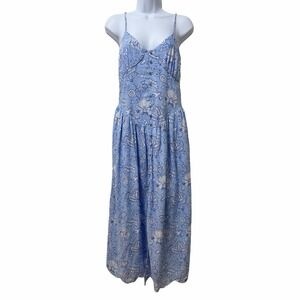 Roller Rabbit x Target Floral Drop Waist Midi Dress Size XS Blue Smocked Cottage